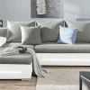 Ecksofa mit Beleuchtung Emma | Weiß/ Hellgrau links